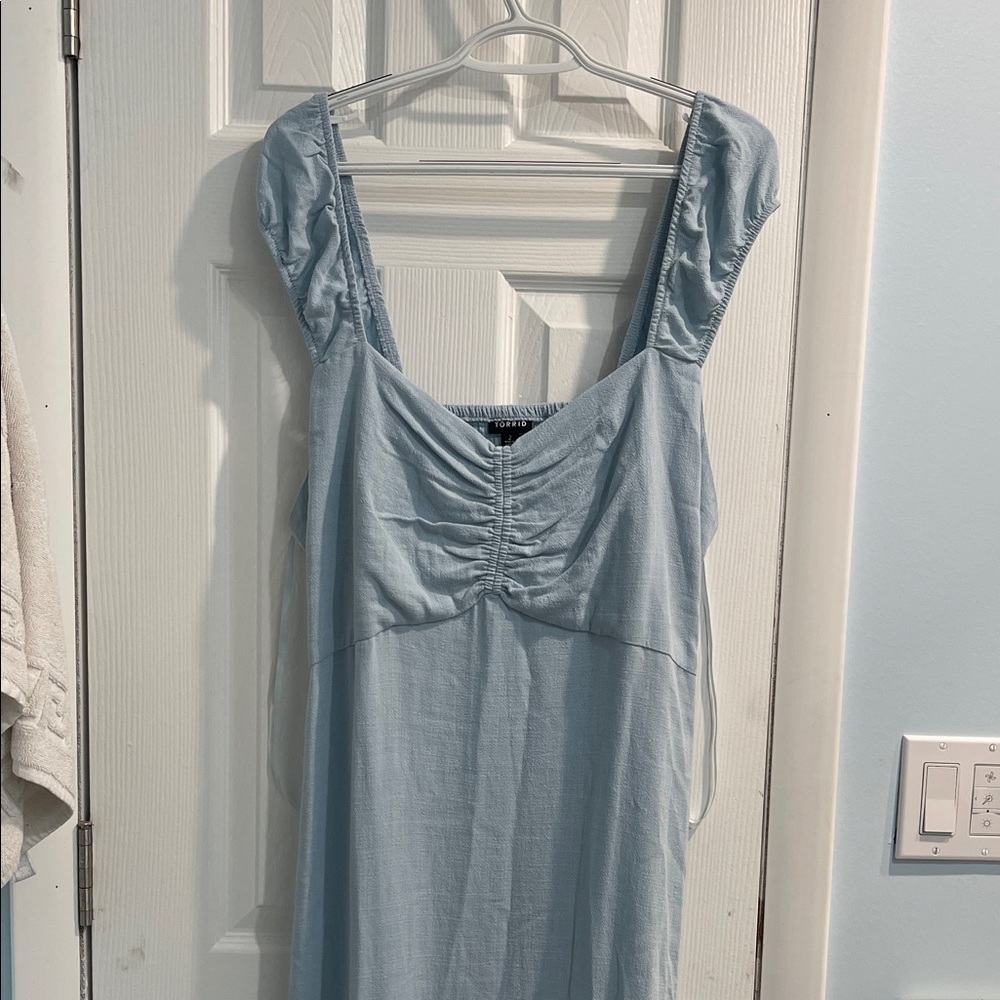 torrid Powder Blue Ruched Cut Out Back Maxi Dress NWT Size 2